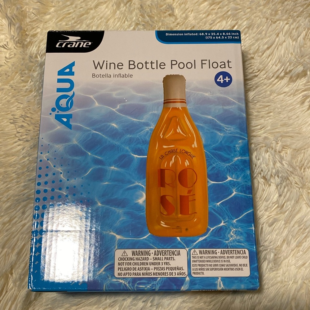 Crane Aqua Wine Bottle Pool Float!  NIB, sealed/never opened.